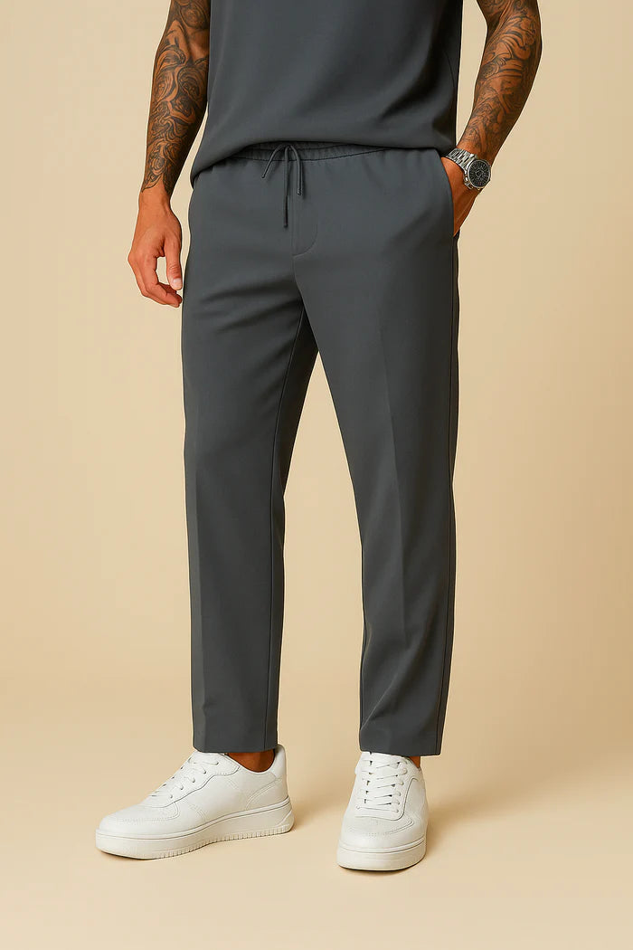 Slim tapered drawstring trousers